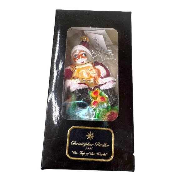 Radko ON TOP OF THE WORLD Santa Claus w/ Boys GIrls Scroll Christmas Ornament 95 - Picture 9 of 9
